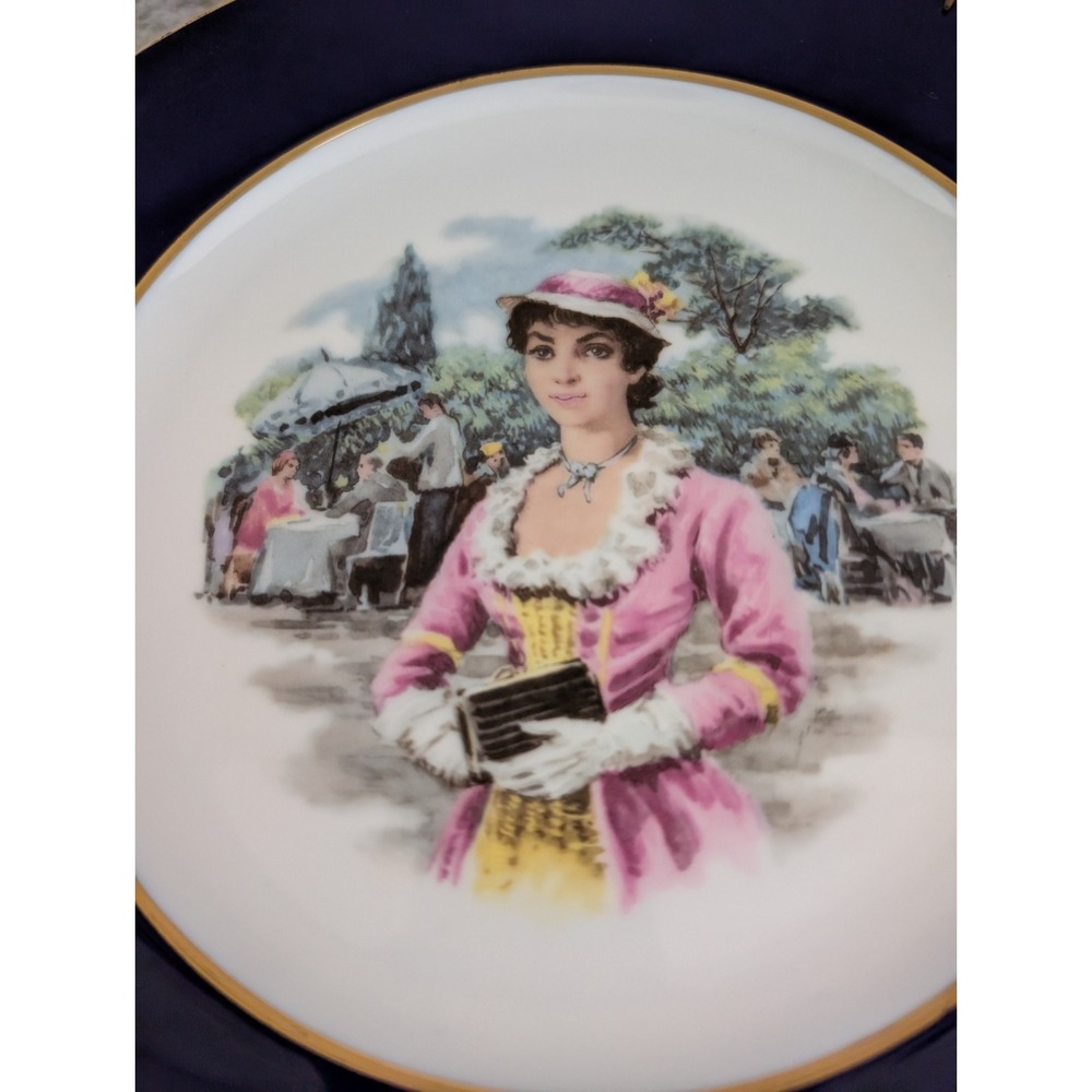 Vintage Cobalt Blue Gold Trimmed JWK Western Germany Plate